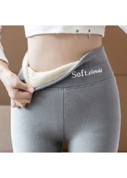 Domowe legginsy damskie z futerkiem - Jasnoszary M ze sklepu Intimica.pl w kategorii Spodnie damskie - zdjęcie 186355459