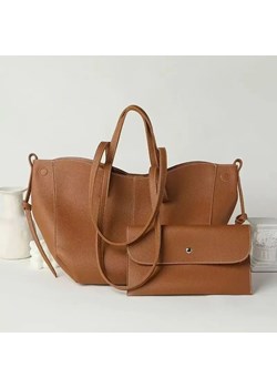 Duża skórzana torba z kosmetyczką - Brązowy ze sklepu Intimica.pl w kategorii Torby Shopper bag - zdjęcie 186355766