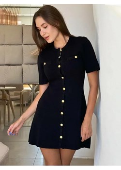 Elegancka dzianinowa sukienka mini - Czarny S ze sklepu Intimica.pl w kategorii Sukienki - zdjęcie 186356448