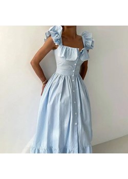 Elegancka koszulowa sukienka maxi - Niebieski S ze sklepu Intimica.pl w kategorii Sukienki - zdjęcie 186356465