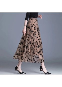 Elegancka spódnica midi - Beżowy S ze sklepu Intimica.pl w kategorii Spódnice - zdjęcie 186356529