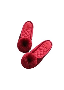 Kapcie z pomponem - Czerwony 37 ze sklepu Intimica.pl w kategorii Kapcie damskie - zdjęcie 186358546