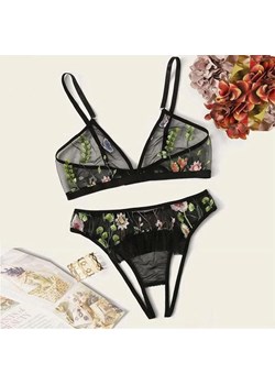 Komplet bielizny z ozdobnym haftem - Czarny S ze sklepu Intimica.pl w kategorii Komplety bielizny damskiej - zdjęcie 186359778