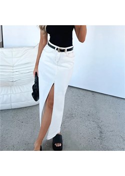 Spódnica maxi denim z rozcięciem - Biały S ze sklepu Intimica.pl w kategorii Spódnice - zdjęcie 186367605