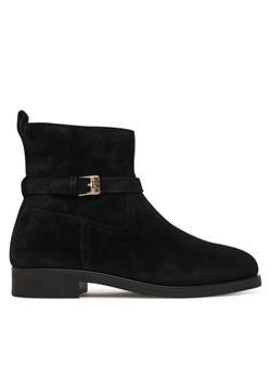 Botki Tommy Hilfiger Th Buckle Riding Suede Bootie FW0FW09047 Czarny ze sklepu eobuwie.pl w kategorii Botki - zdjęcie 186371779