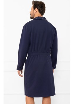 Bawełniany szlafrok męski Gerard, Kolor granatowy, Rozmiar M, Italian Fashion ze sklepu Intymna w kategorii Szlafroki męskie - zdjęcie 186376568