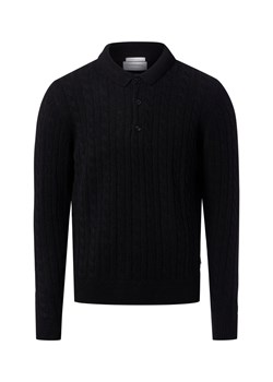 Lindbergh Męski sweter z dzianiny z zawartością wełny jagnięcej Mężczyźni Wełna jagnięca czarny jednolity ze sklepu vangraaf w kategorii Swetry męskie - zdjęcie 186379935