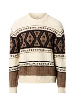 Redefined Rebel Męski sweter z dzianiny - RRHenson Mężczyźni Sztuczne włókno écru wzorzysty ze sklepu vangraaf w kategorii Swetry męskie - zdjęcie 186379939