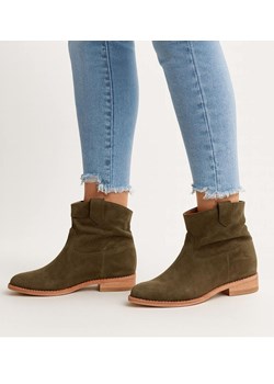 Botki damskie Lekko ocieplone Khaki /G6-2 16899 T290/ ze sklepu Pantofelek24.pl w kategorii Botki - zdjęcie 186384266