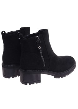 Czarne botki damskie na grubym obcasie /D9-2 18244 W532/ ze sklepu Pantofelek24.pl w kategorii Botki - zdjęcie 186384448