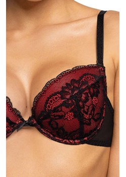 Biustonosz push-up czarno-czerwony Mollie M-3755/1, Kolor czarno-czerwony, Rozmiar 85C, Mat ze sklepu Intymna w kategorii Biustonosze - zdjęcie 186386047