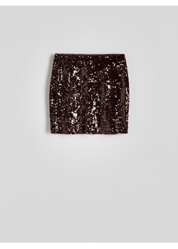Reserved - Cekinowa spódnica mini - bordowy ze sklepu Reserved w kategorii Spódnice - zdjęcie 186386628