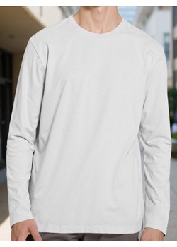 Sinsay - Bawełniana koszulka z długimi rękawami - biały ze sklepu Sinsay w kategorii T-shirty męskie - zdjęcie 186398887