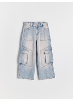 Reserved - Jeansy wide leg cargo - niebieski ze sklepu Reserved w kategorii Spodnie dziewczęce - zdjęcie 186401489
