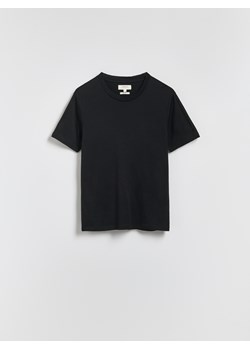 Reserved - T-shirt slim z wełny merino - czarny ze sklepu Reserved w kategorii T-shirty męskie - zdjęcie 186405527