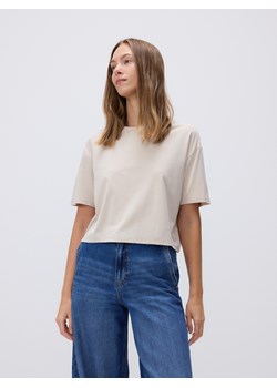 Reserved - Krótki t-shirt z modalem - beżowy ze sklepu Reserved w kategorii Bluzki damskie - zdjęcie 186407629