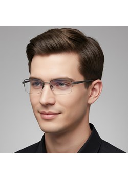 Metalowe półramkowe okulary zerówki z filtrem Blue Light do komputera 25147B grafit - id: 8874 - marki Stylion - 186408288 Metalowe półramkowe okulary zerówki z filtrem Blue Light do komputera 25147B grafit ze sklepu Stylion w kategorii Okulary zerówki męskie - zdjęcie 186408288