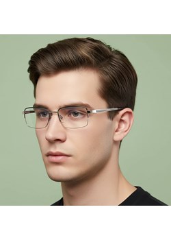 Metalowe półramkowe okulary zerówki z filtrem Blue Light do komputera 25147C czarny/srebrny - id: 8875 - marki Stylion - 186408289 Metalowe półramkowe okulary zerówki z filtrem Blue Light do komputera 25147C czarny/srebrny ze sklepu Stylion w kategorii Okulary zerówki męskie - zdjęcie 186408289