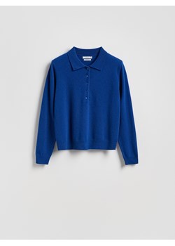Reserved - Wełniany sweter polo - niebieski ze sklepu Reserved w kategorii Swetry damskie - zdjęcie 186409705