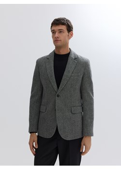 Reserved - Wełniana marynarka slim fit - ciemnoszary ze sklepu Reserved w kategorii Marynarki męskie - zdjęcie 186410615