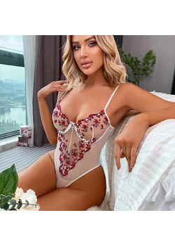 Body transparentne z haftem w kwiaty - S ze sklepu Intimica.pl w kategorii Body damskie - zdjęcie 186415369