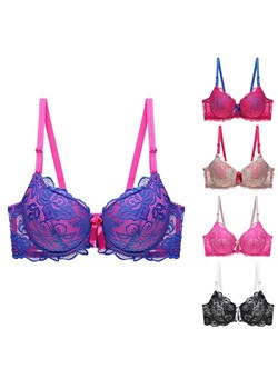 Koronkowy biustonosz Plus Size dwukolorowy - Różowy - id: 8685989560649 - marki Intimica - 186419778 Koronkowy biustonosz Plus Size dwukolorowy - Różowy ze sklepu Intimica.pl w kategorii Biustonosze - zdjęcie 186419778