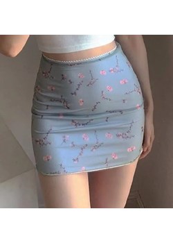 Spódnica mini w kwiaty - Niebieski S ze sklepu Intimica.pl w kategorii Spódnice - zdjęcie 186423669