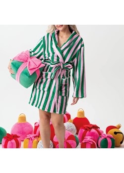 Szlafrok damski w pionowe paski - Zielony S ze sklepu Intimica.pl w kategorii Szlafroki damskie - zdjęcie 186425046