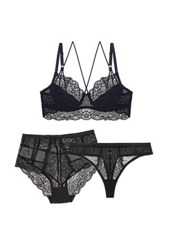 Trzyelementowy zestaw koronkowej bielizny - Czarny 70B ze sklepu Intimica.pl w kategorii Komplety bielizny damskiej - zdjęcie 186425219