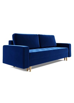 Granatowa welurowa sofa z funkcją spania E4-Z93 ze sklepu Edinos.pl w kategorii Sofy i kanapy - zdjęcie 186429309