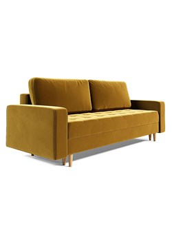 Musztardowa welurowa sofa rozkładana C5-T55 ze sklepu Edinos.pl w kategorii Sofy i kanapy - zdjęcie 186429318