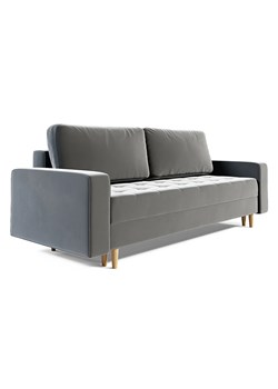Szara welurowa sofa rozkładana z pojemnikiem A3-B09 ze sklepu Edinos.pl w kategorii Sofy i kanapy - zdjęcie 186429339