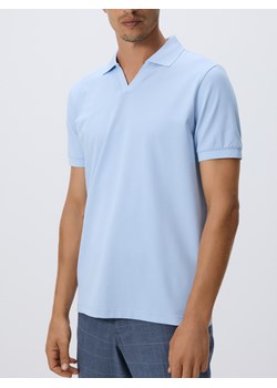 Reserved - Polo z merceryzowaną bawełną - jasnoniebieski ze sklepu Reserved w kategorii T-shirty męskie - zdjęcie 186430125