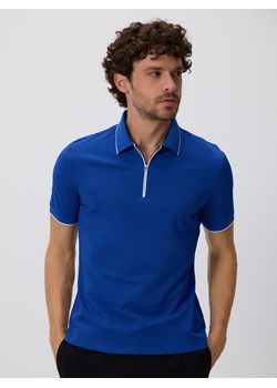 Reserved - Koszulka polo z merceryzowaną bawełną - niebieski ze sklepu Reserved w kategorii T-shirty męskie - zdjęcie 186430156
