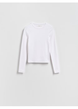 Reserved - Longsleeve z modalem - biały ze sklepu Reserved w kategorii Bluzki damskie - zdjęcie 186430265