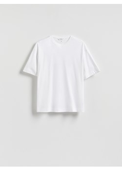Reserved - T-shirt boxy z merceryzowanej bawełny - biały ze sklepu Reserved w kategorii T-shirty męskie - zdjęcie 186434479