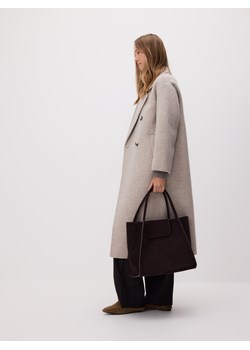 Reserved - Zamszowa torebka shopper z saszetką - ciemnobrązowy ze sklepu Reserved w kategorii Torby Shopper bag - zdjęcie 186434579