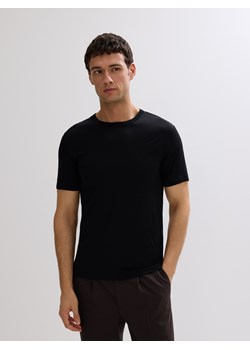 Reserved - T-shirt slim z wełny merino - czarny ze sklepu Reserved w kategorii T-shirty męskie - zdjęcie 186434769