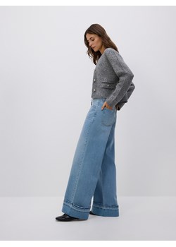Reserved - Jeansy wide leg z podwiniętą nogawką - niebieski ze sklepu Reserved w kategorii Jeansy damskie - zdjęcie 186435525