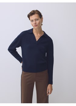 Reserved - Sweter polo z wełny merino - granatowy ze sklepu Reserved w kategorii Swetry damskie - zdjęcie 186436048