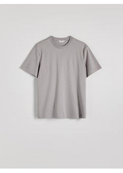 Reserved - T-shirt regular z merceryzowanej bawełny - jasnoszary ze sklepu Reserved w kategorii T-shirty męskie - zdjęcie 186436557