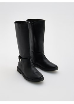 Reserved - Wysokie kozaki z imitacji skóry - czarny ze sklepu Reserved w kategorii Buty zimowe dziecięce - zdjęcie 186436679