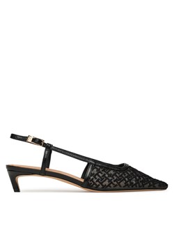 Czółenka Tommy Hilfiger Mono Squared Toe Kitten Slingb FW0FW08746 Czarny ze sklepu eobuwie.pl w kategorii Czółenka - zdjęcie 186438125