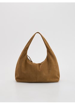 Reserved - Zamszowa torebka hobo - beżowy ze sklepu Reserved w kategorii Torebki hobo - zdjęcie 186439987
