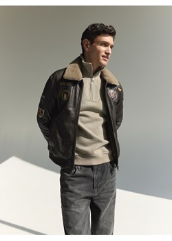 Reserved - Skórzana kurtka z kołnierzem - brązowy ze sklepu Reserved w kategorii Kurtki męskie - zdjęcie 186440006