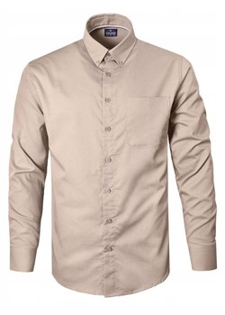 Lekko Taliowana Koszula Sportowa, Button Down - Pako Jeans - Beżowa KSDCpjnsFORT ze sklepu JegoSzafa.pl w kategorii Koszule męskie - zdjęcie 186440565