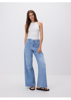 Reserved - Jeansy wide leg z naszywanymi kieszeniami - niebieski ze sklepu Reserved w kategorii Jeansy damskie - zdjęcie 186445436