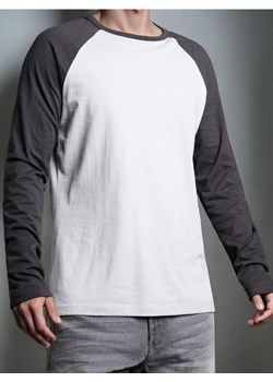 Sinsay - Bawełniana koszulka longsleeve - szary ze sklepu Sinsay w kategorii T-shirty męskie - zdjęcie 186447329
