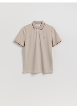 Reserved - Koszulka polo z merceryzowaną bawełną - beżowy ze sklepu Reserved w kategorii T-shirty męskie - zdjęcie 186452966