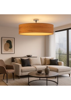 Nowoczesna lampa sufitowa do salonu z dużym abażurem 100 cm GRENADA ECO fi - 100 cm - kolor dąb sonoma ze sklepu Lysne w kategorii Lampy sufitowe - zdjęcie 186453688